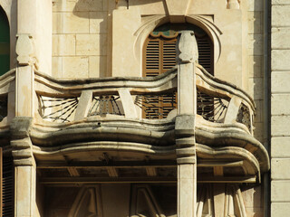 Revival architecture in the historic centre of Palma de Mallorca. Detail of beautiful decoration. Balearic Islands. Spain.  © JOSEANTONIO