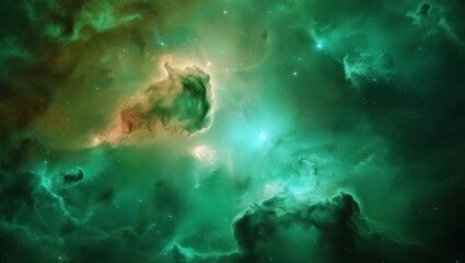 Obraz premium Green nebula space background