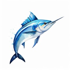 A marlin watercolor illustration on white background.