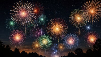stunning night sky filled with fireworks