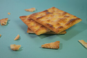 dry biscuit with flakes . snack photography