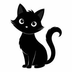 mini cat black vector silhouette