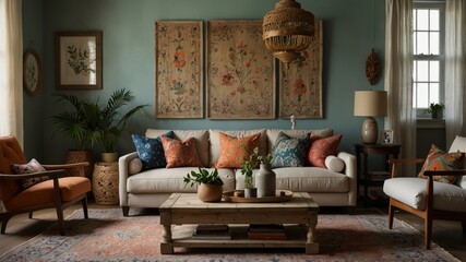 Obraz premium Summer Styles in a calm living room