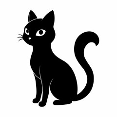 mini cat black vector silhouette
