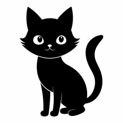 mini cat black vector silhouette