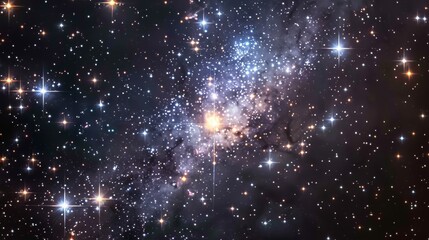 amazing starfield in space, glowing stars and some few nebula on black dark background 