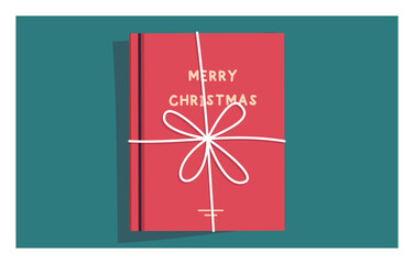 Happy new year and christmas book gift flat vector illustration.	
