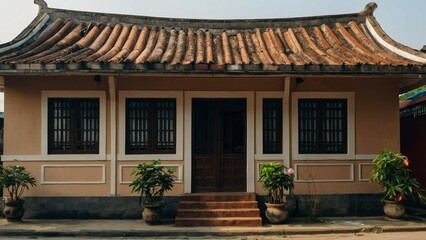 Fototapeta premium traditional tube house with a tiled roof