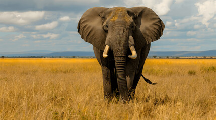 Fototapeta premium African elephant roaming in protected savanna