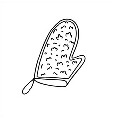 vector doodle illustration, washcloth mitts, outline drawing