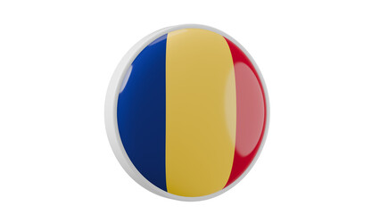 Romania, romanian Circle flag icon . Transparent backgound. 3d rendered with alpha channel. Round shape.