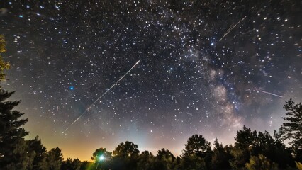 a night sky with stars and a shooting star