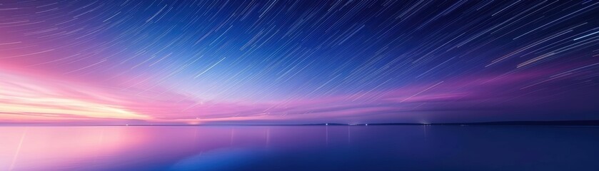 A beautiful night sky with a large body of water in the background