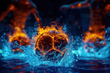 A conceptual sports league showcases games where teams compete using elemental abilities