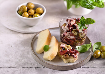 appetizer tapas salad of octopus and olives