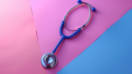Fototapeta premium Stethoscope on a colorful background, free text space, illustration background