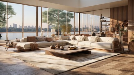 Fototapeta premium modern living room with fireplace