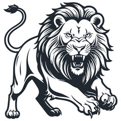 Fototapeta premium Attacking lion, vector illustration