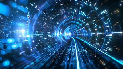 Obraz premium The citys secrets revealed through the quantum tunnels ethereal glow