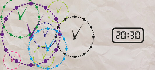 Digital clock number set. Electronic figures. Vector illustration.