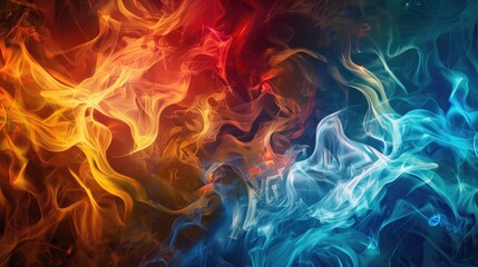 An abstract background with swirling, smoke-like textures in deep, rich colors.