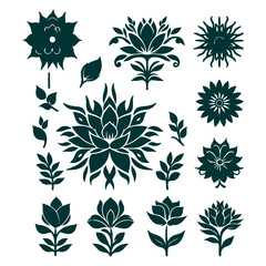 Fototapeta premium Creative Set of a Flower outline design