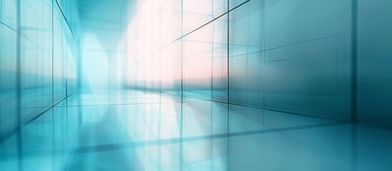 Obraz premium Sky Blue Hue Minimalistic Glass Architecture in a Modern Atmosphere, future smart office, business concept, Graphic Resources, Wallpapers, Brochure, Websites, banner design, Advertising, background