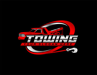 towing service logo template vector illustration for automotive on black background