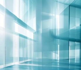 Obraz premium Sky Blue Hue Minimalistic Glass Architecture in a Modern Atmosphere, future smart office, business concept, Graphic Resources, Wallpapers, Brochure, Websites, banner design, Advertising, background