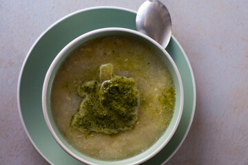Photography of Sopa Verde. Healthy food concept.