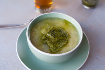 Photography of Sopa Verde. Healthy food concept.