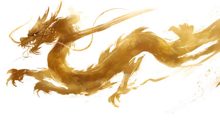 Majestic Golden Dragon in Dynamic Abstract Art Style