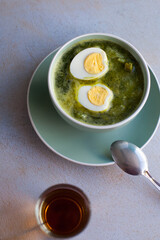 Photography of Sopa Verde Peruana. Peruvian and healthy food concept.