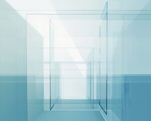 Sky Blue Hue Minimalistic Glass Architecture in a Modern Atmosphere, future smart office, business concept, Graphic Resources, Wallpapers, Brochure, Websites, banner design, Advertising,  background