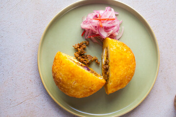 Picture of Peruvian Stuffed Potato (Traditional Peruvian Dish).