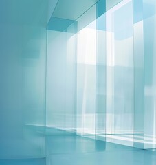 Sky Blue Hue Minimalistic Glass Architecture in a Modern Atmosphere, future smart office, business concept, Graphic Resources, Wallpapers, Brochure, Websites, banner design, Advertising,  background