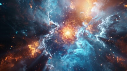 Fototapeta premium A chaotic sea of energy as particles collide and merge within the intense gravity of a neutron star.