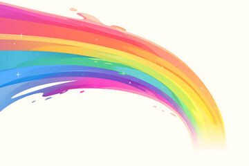 Cartoon rainbow rendered on a white background, featuring bright and vibrant colors in a smooth, arched shape, perfect for cheerful and playful designs