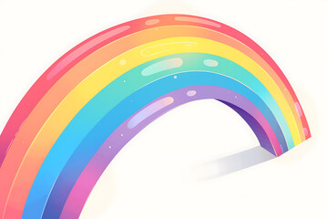 Obraz premium Cartoon rainbow rendered on a white background, featuring bright and vibrant colors in a smooth, arched shape, perfect for cheerful and playful designs