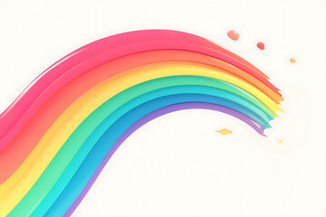 Cartoon rainbow rendered on a white background, featuring bright and vibrant colors in a smooth, arched shape, perfect for cheerful and playful designs.