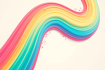 Cartoon rainbow rendered on a white background, featuring bright and vibrant colors in a smooth, arched shape, perfect for cheerful and playful designs.