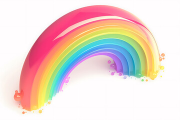 Cartoon rainbow rendered on a white background, featuring bright and vibrant colors in a smooth, arched shape, perfect for cheerful and playful designs.