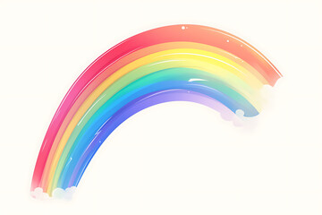 Cartoon rainbow rendered on a white background, featuring bright and vibrant colors in a smooth, arched shape, perfect for cheerful and playful designs.
