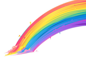 Cartoon rainbow rendered on a white background, featuring bright and vibrant colors in a smooth, arched shape, perfect for cheerful and playful designs.