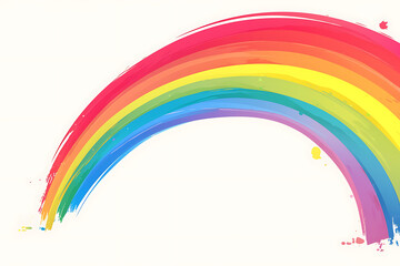 Cartoon rainbow rendered on a white background, featuring bright and vibrant colors in a smooth, arched shape, perfect for cheerful and playful designs.