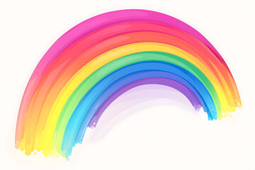 Cartoon rainbow rendered on a white background, featuring bright and vibrant colors in a smooth, arched shape, perfect for cheerful and playful designs.