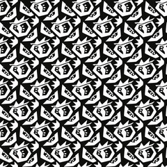 Black and white seamless pattern with tomato silhouettes. Tomato slices. Vegetable stylization. Simplification of form. Floral pattern. Vector
