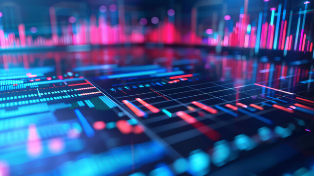 Business visual data analysis using creative computer software, highlighting the concept of digital data for marketing analysis and investment decision-making.