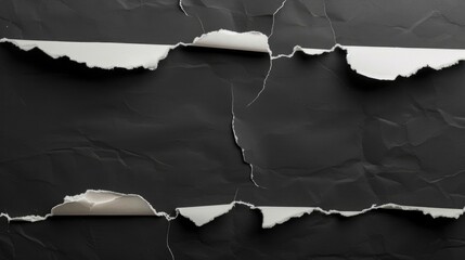 Torn paper on black backdrop with empty space