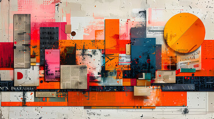 Fototapeta premium Abstract collage of various shapes and textures,